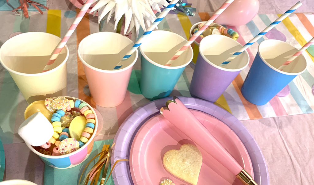 Ice Cream Pastel Rainbow Party Kit! Cups, napkins and plates!