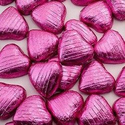 Chocolate Foil Wrapped Hearts Pink pkt. 100