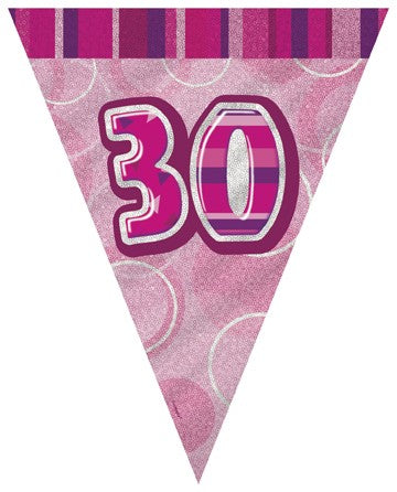 30th Pink Flag Banner