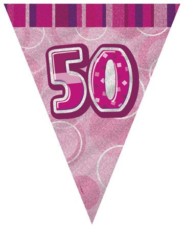 50th Pink Flag Banner