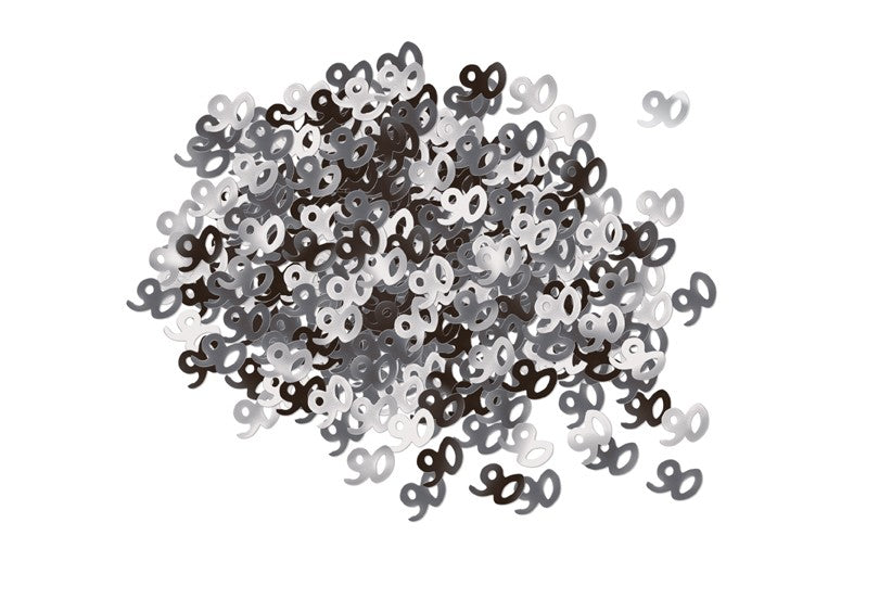 90th Black and Silver Foil Confetti