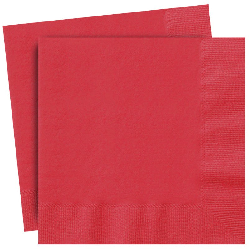 Red Paper Lunch Napkins 30cm x 30 cm (13 x 13 inches)