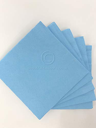 100 x Baby Blue Paper Party Napkins