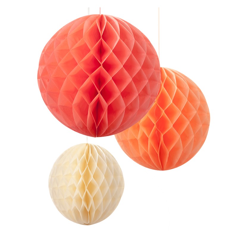 3 x Honeycomb Ball Decorations - Blush Mix