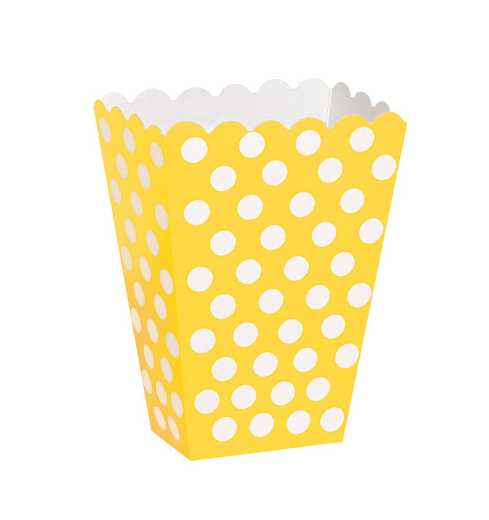 8 Polka Dot Treat Boxes (Yellow) With 8 Cellophane Bags