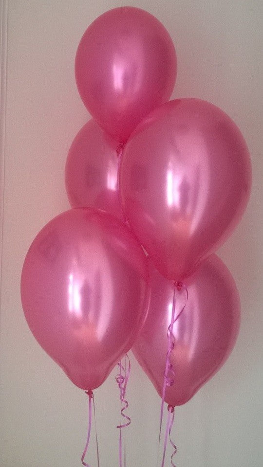Princess Pink Pearlised Latex Balloons with Curling Ribbon