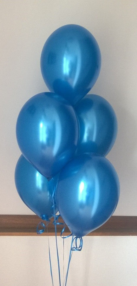 Sapphire Pearlised Latex Balloons with Curling ribbon