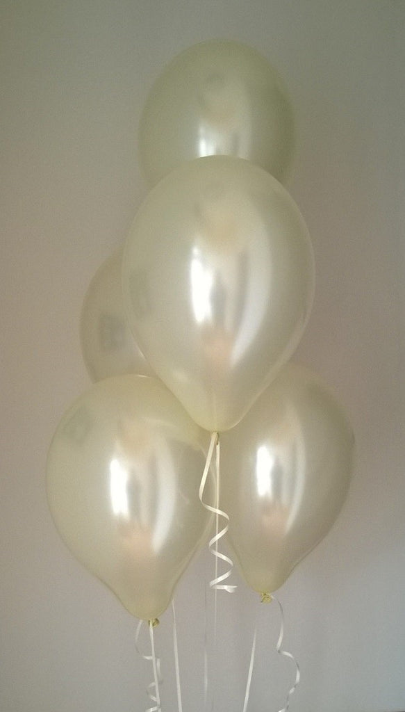 Ivory Range Pearlised Latex Balloons with Curling Ribbon