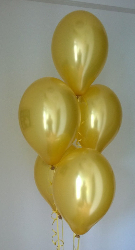 Gold Range Pearlised Latex Balloons with Curling Ribbon