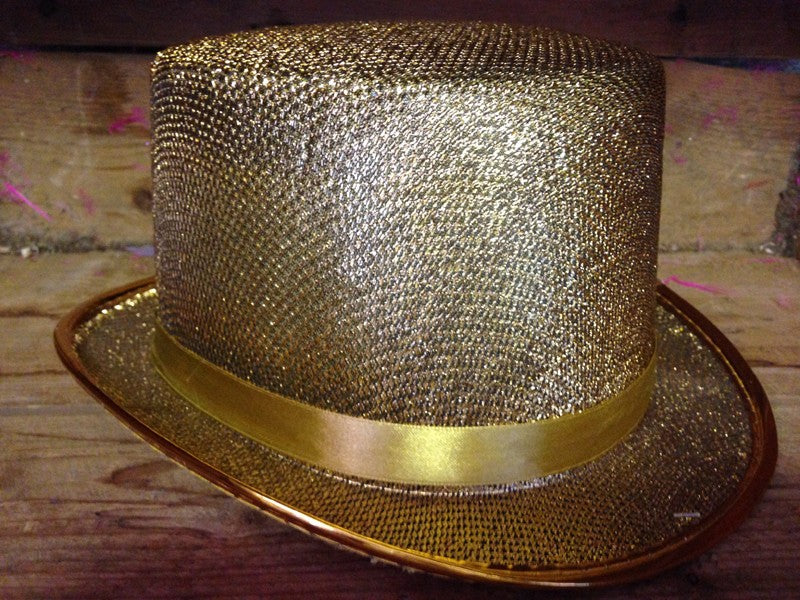 Headware - Top Hat - Hot Pink, Sparkly Gold & Silver, Sequinned Silver