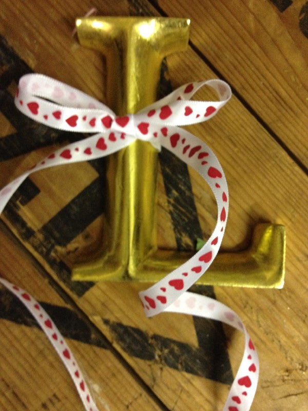 Satin Heart Ribbon, White Ribbon with Red Hearts - 20m x 10mm