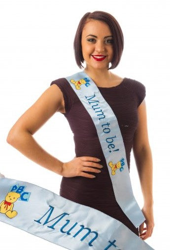Embroidered 'Mum to Be' Satin Sash - Blue