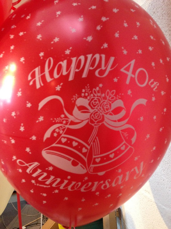 Ruby Wedding (40th Anniversary) Pearlised Balloons, Red & Ivory (Helium Quality)
