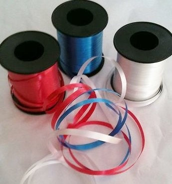 Pack of 3 curling ribbon - Union Jack colours  red white blue  (3x100yrds) Royal