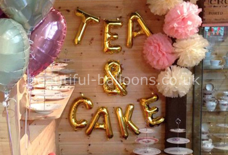 Gold 'Tea & Cake' 16" Foil Mini Letters Garlands