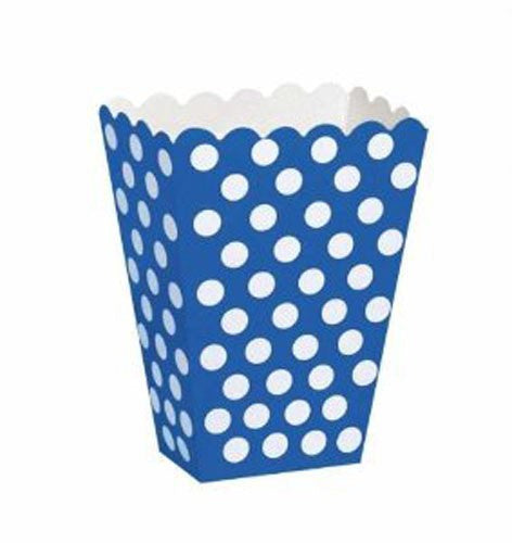 Blue & Red Polka Dot Treatboxes with Cellophane Bags  x30