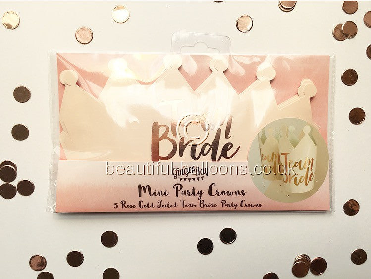 Pink And Rose Gold Foiled Team Bride Party Crowns
