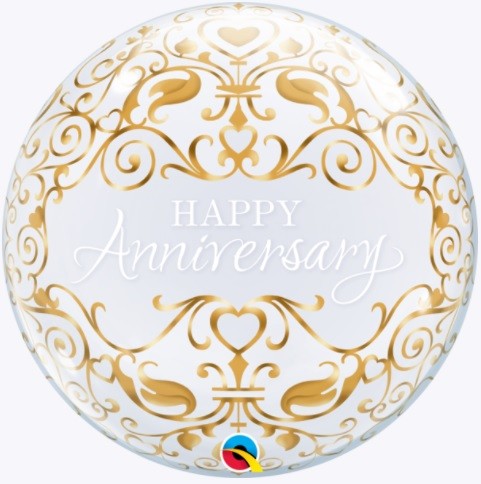 Happy Anniversary Gold Decoration Bubble Balloon 22"
