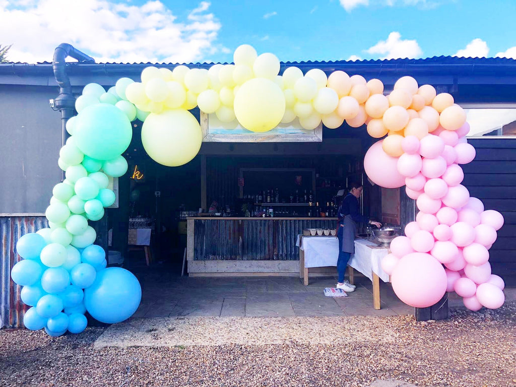 Pastel Rainbow Balloon Installation