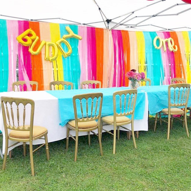 Bright Rainbow Crepe Roll Backdrop in Marquee