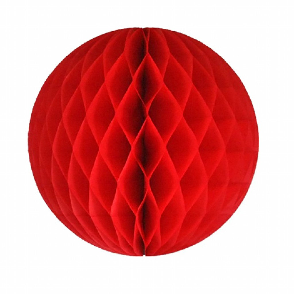 Red tissue paper honeycomb ball
