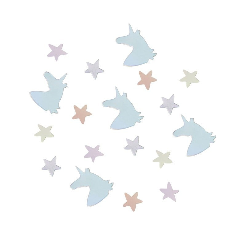 Iridescent unicorn and stars table confetti