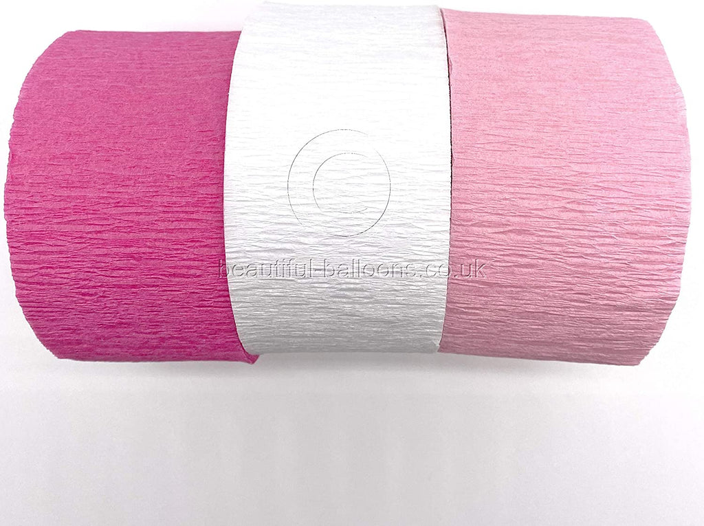 Crepe Paper Pretty Pink Kit - Hot Pink, Pale Pink & White! Perfect for Birthdays & Baby Showers