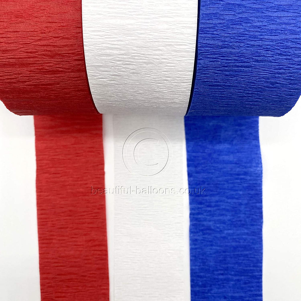Crepe Paper Union Jack -American -French Kit - Royal Blue, Red & White!