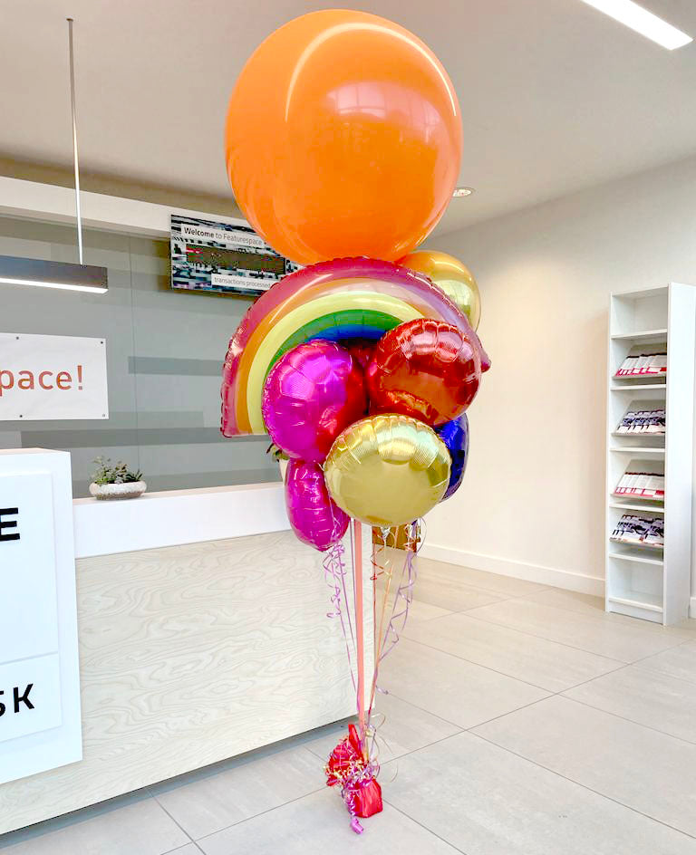 Corporate Paddle Balloon and Rainbow Bunch