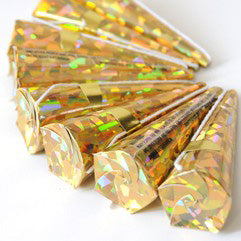 10 Gold Holographic Cone Poppers
