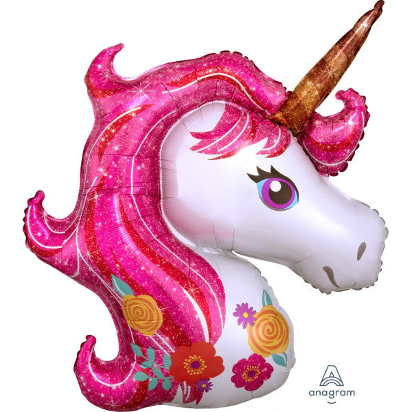 Pink Glitter Mane Unicorn Supershape