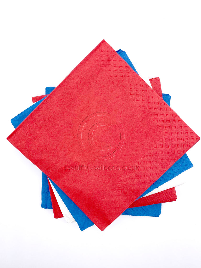 Red White and Blue Paper Napkins x100