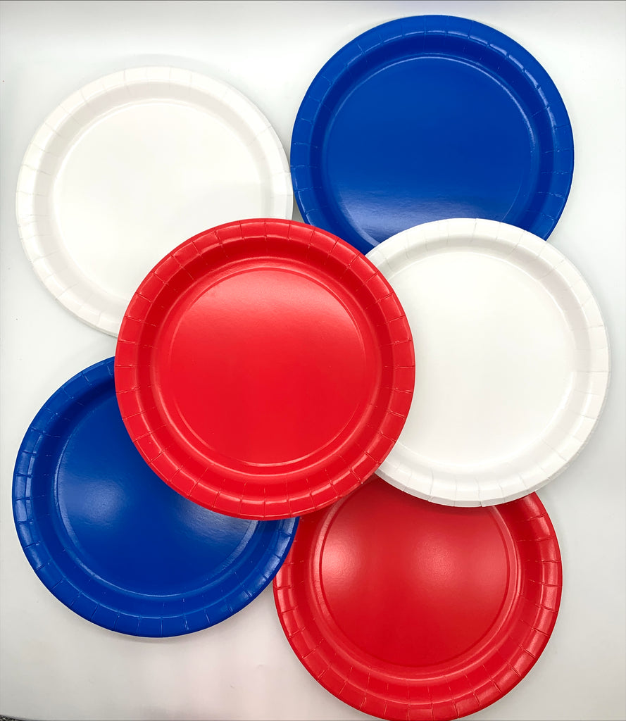 Red White and Blue Paper Plates x40