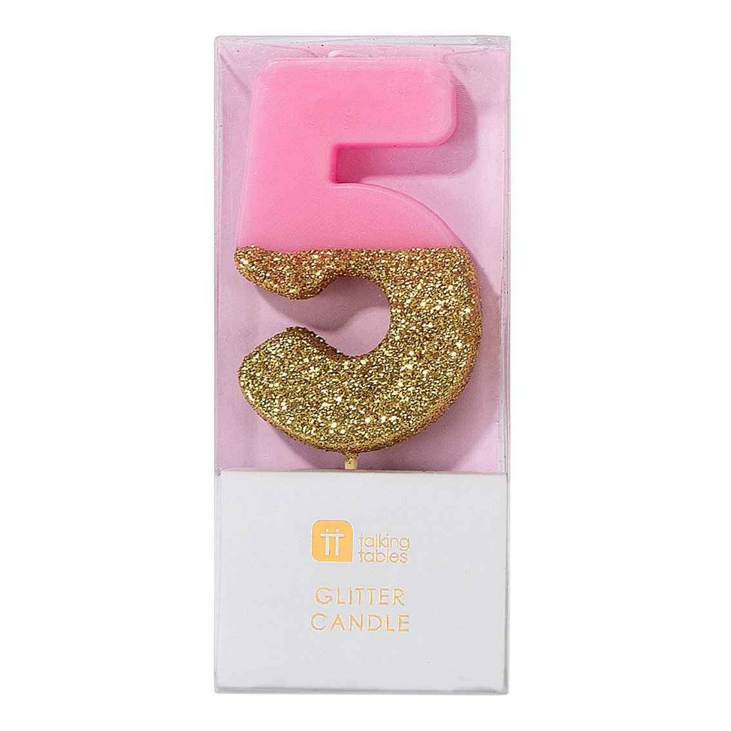 Ombre Pink Glitter Number Candle
