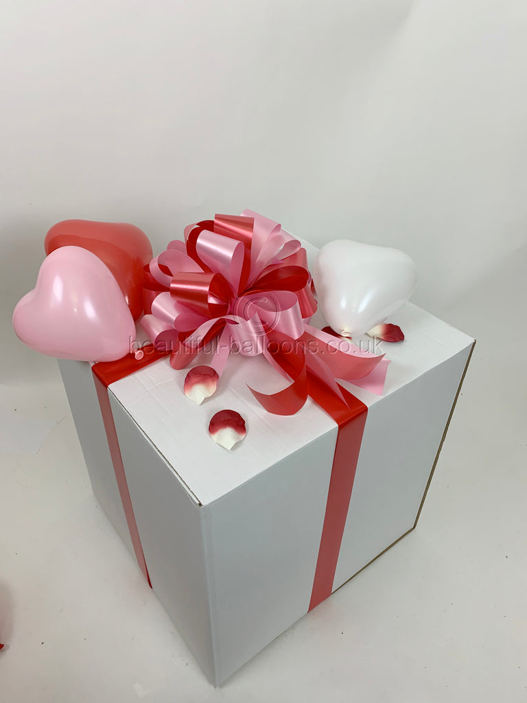 Valentines Red Heart Balloons in a Box