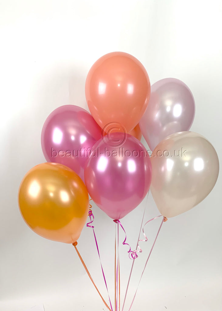 Flamingo Pink Shade Range Pearlised Latex Balloons (Helium Quality) UNFILLED