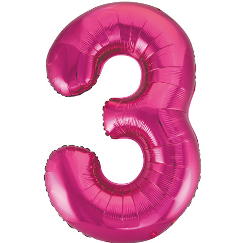 Number 3 Foil Shaped Balloon - Available in 6 colours