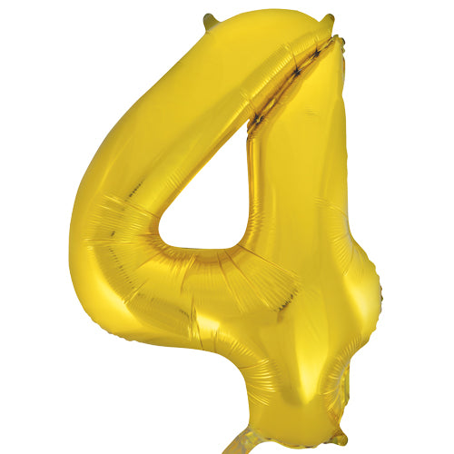 Number 4 Foil Shaped Balloon - Available in 6 colours