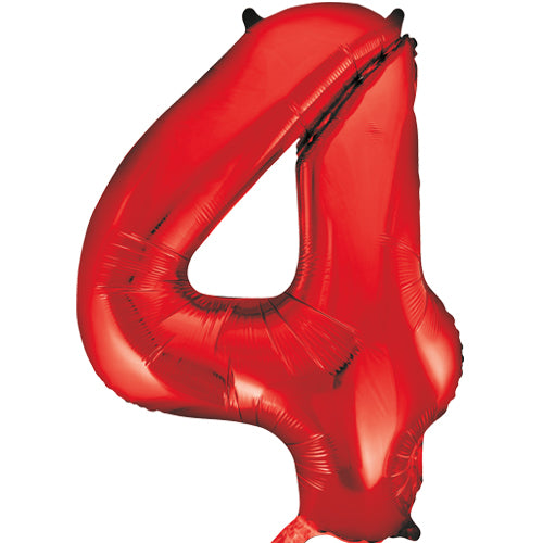 Number 4 Foil Shaped Balloon - Available in 6 colours