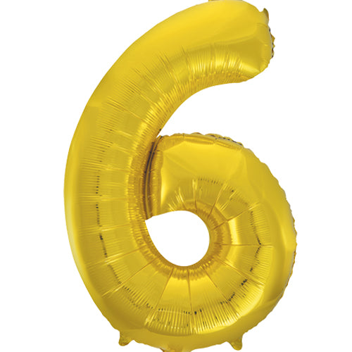 Number 6 Foil Shaped Balloon - Available in 6 colours