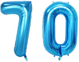 Number 70 Foil Shaped Balloons - Available in 6 colours