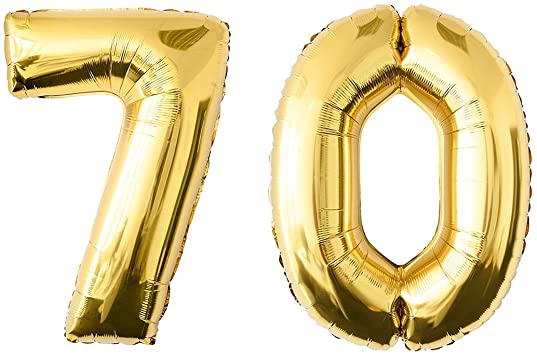 Number 70 Foil Shaped Balloons - Available in 6 colours