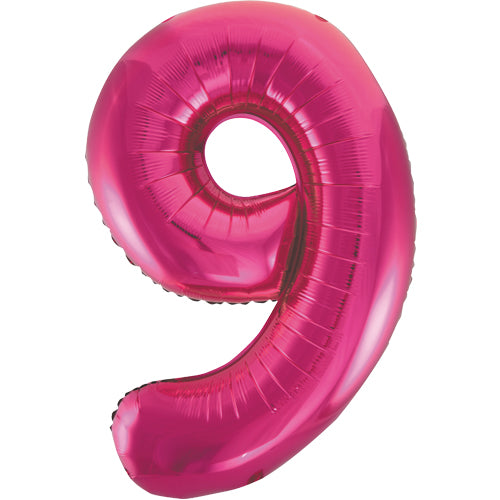 Number 9 Foil Shaped Balloon - Available in 6 colours