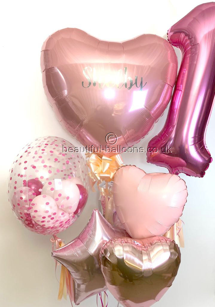 Jumbo Heart Pink Balloon Bunch