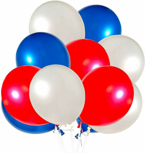 Red, White, Blue Latex Balloons - Pack of 15