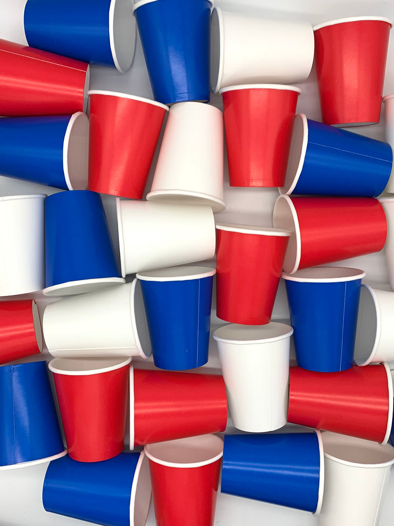 Red White and Blue Paper Cups x 35