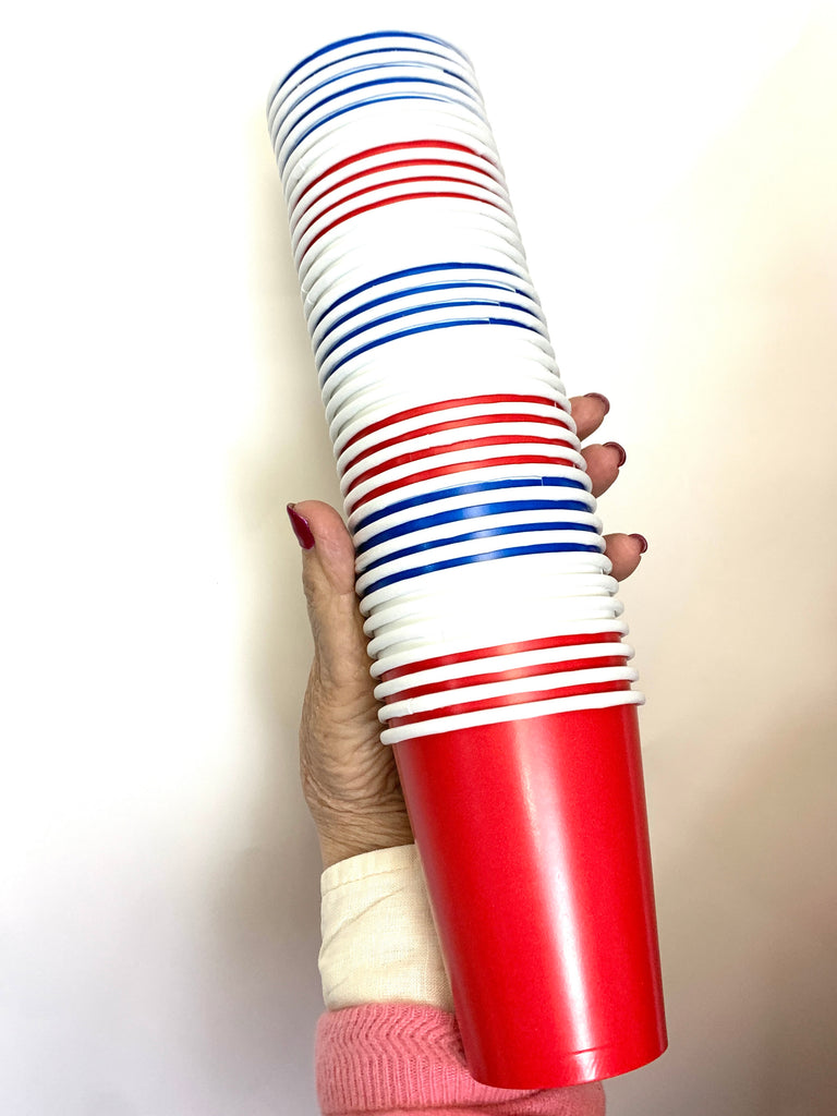 Red White and Blue Paper Cups x 35
