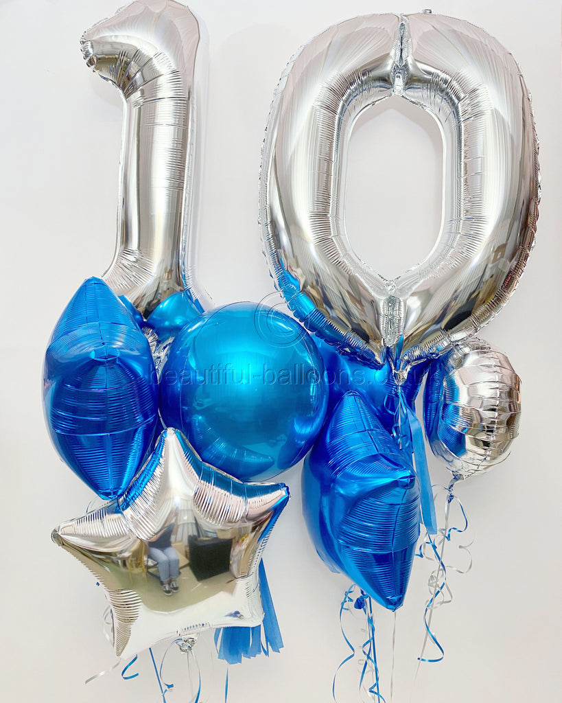 Silver and Blue Orb Birthday Bunch