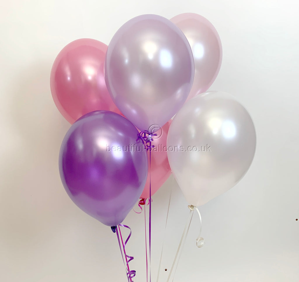 Sweetpea Pearlised Latex Balloons with Curling Ribbon!
