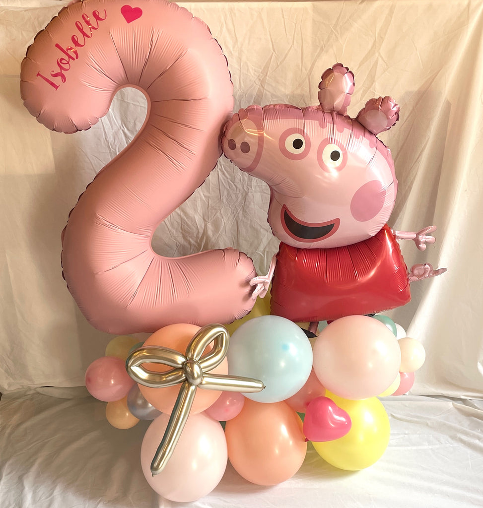 Peppa Pig and number balloon stack personalised